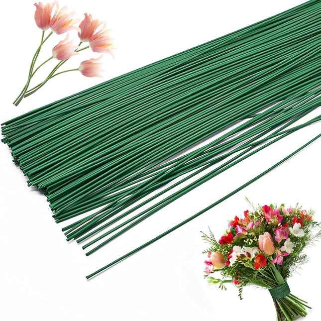 Green Floral Wire Sticks - 48cm - Pack of 15 for Flower Making & Craft Projects