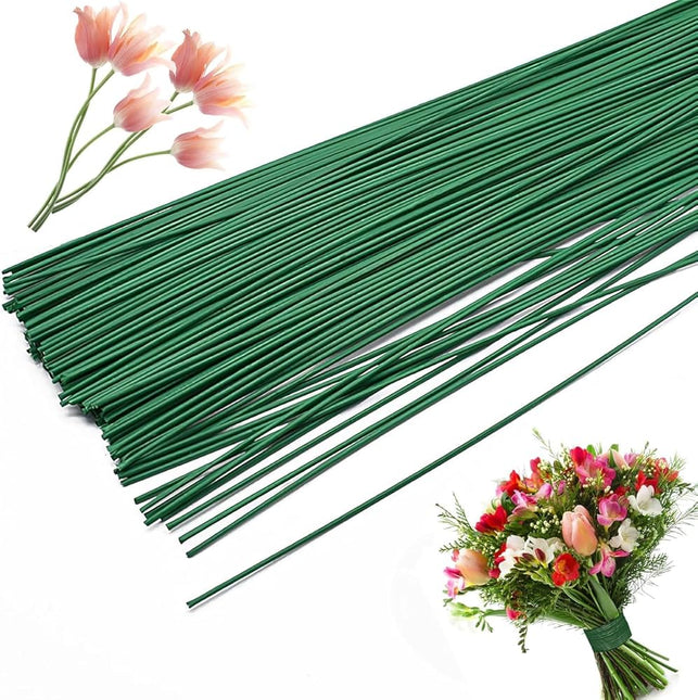 Green Floral Wire Sticks - 48cm - Pack of 15 for Flower Making & Craft Projects